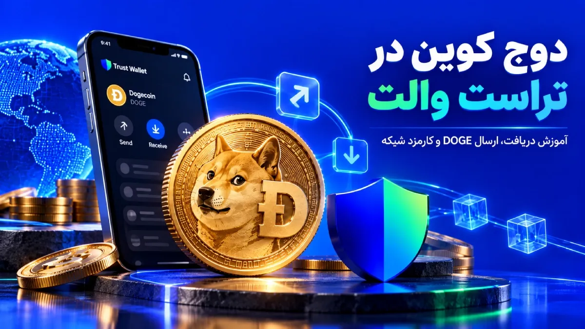 دوج کوین در تراست والت؛ آموزش دریافت، ارسال DOGE و کارمزد شبکه