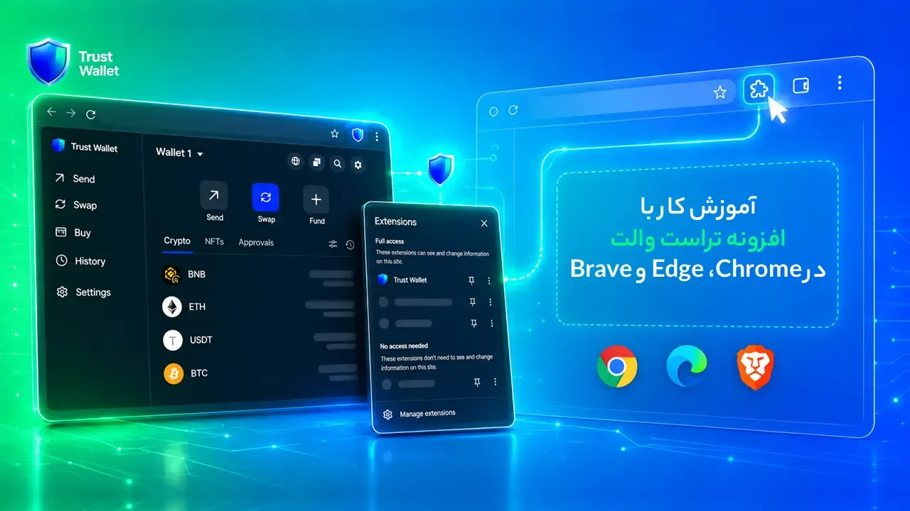آموزش کار با افزونه تراست والت در Chrome، Edge و Brave