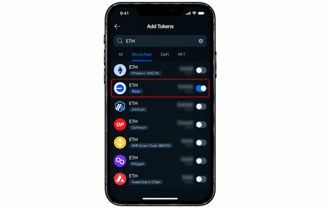پیدا کردن ETH شبکه Base در SafePal