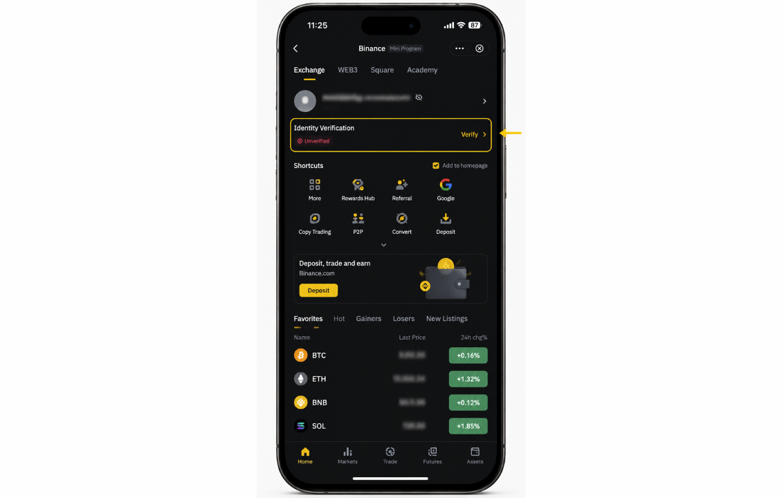 احراز هویت Binance Mini Program و محدودیت سیف پل برای ایرانیان