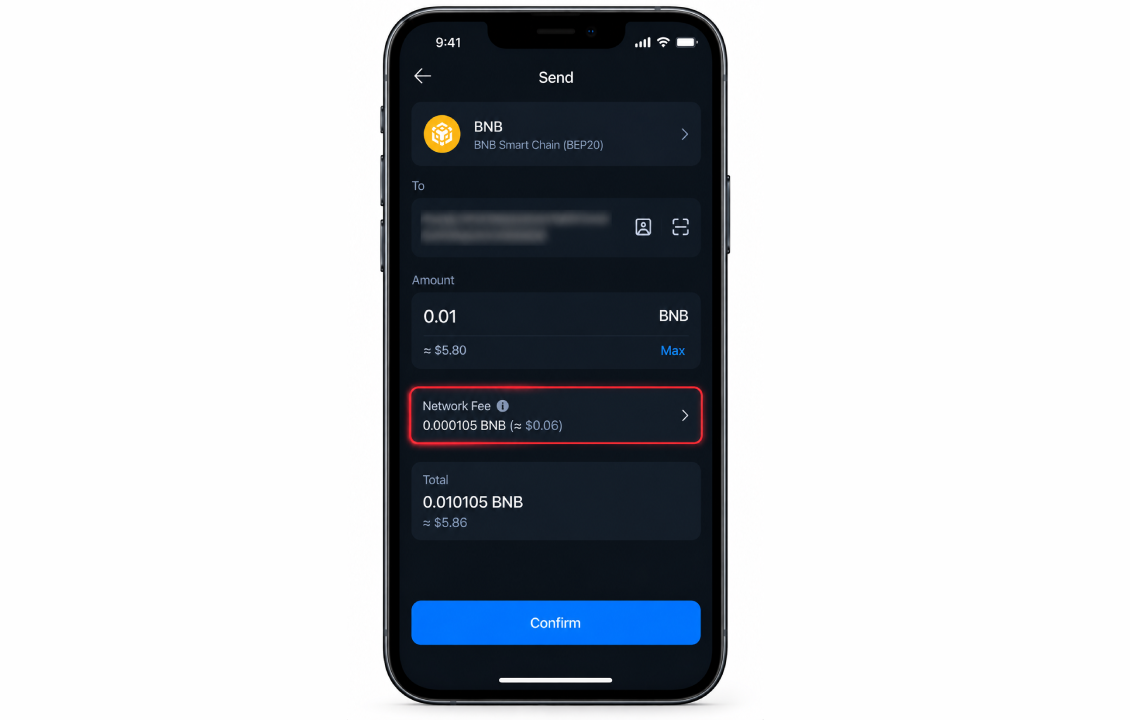 کارمزد انتقال BNB در سیف پل روی BNB Smart Chain