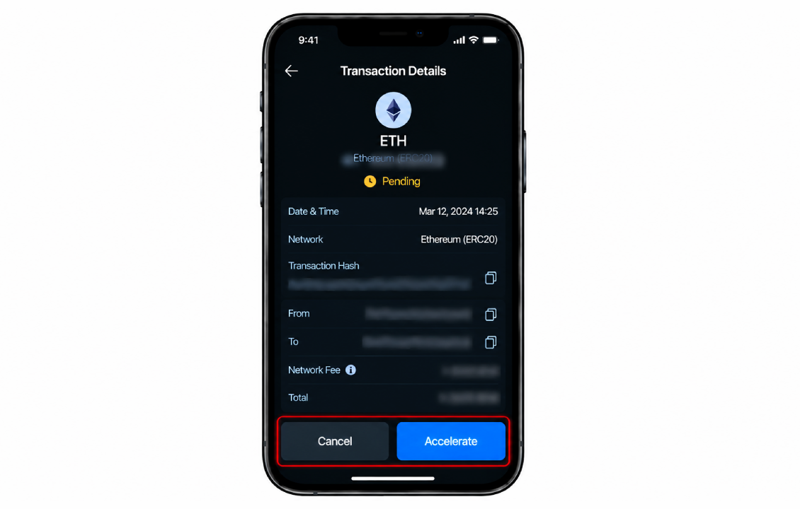 گزینه Cancel و Accelerate برای لغو تراکنش Pending اتریوم در