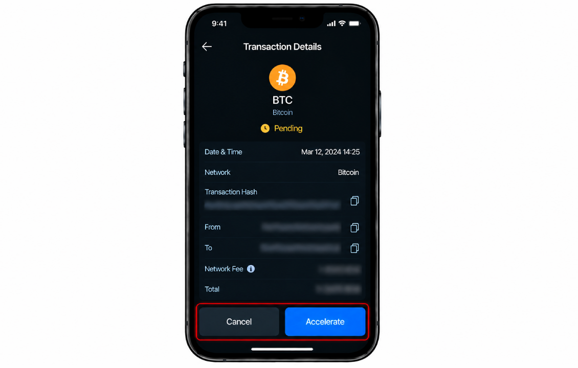 لغو تراکنش بیت کوین SafePal با قابلیت RBF