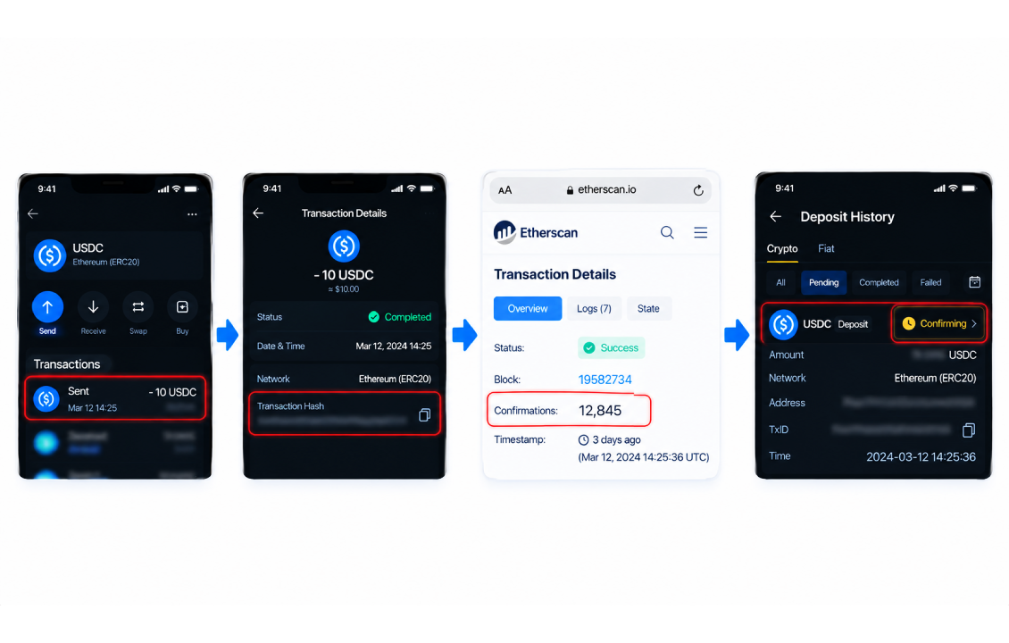 مراحل بررسی تأخیر و زمان انتقال در SafePal با TXID