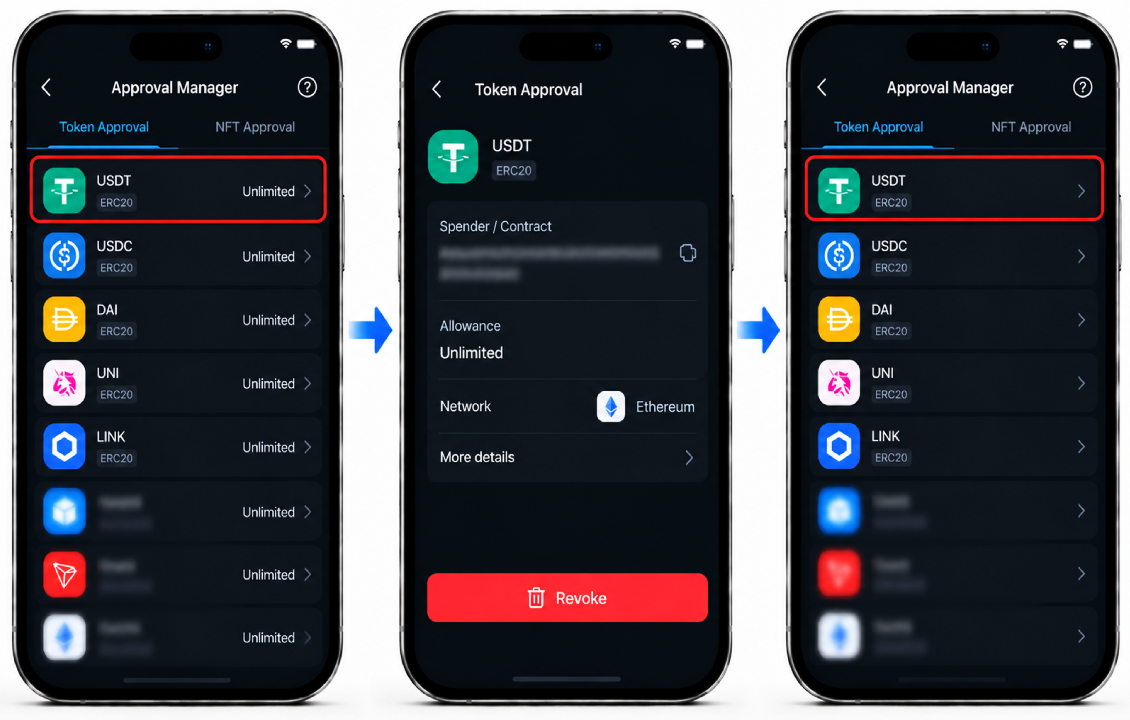 بررسی موفق بودن Revoke و لغو دسترسی در SafePal