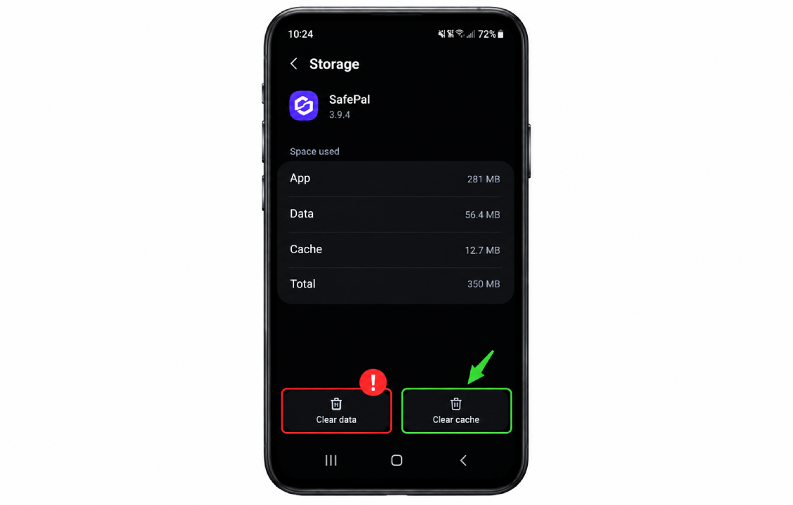 پاک کردن Cache برای رفع باز نشدن سیف پل بدون حذف اطلاعات برنامه