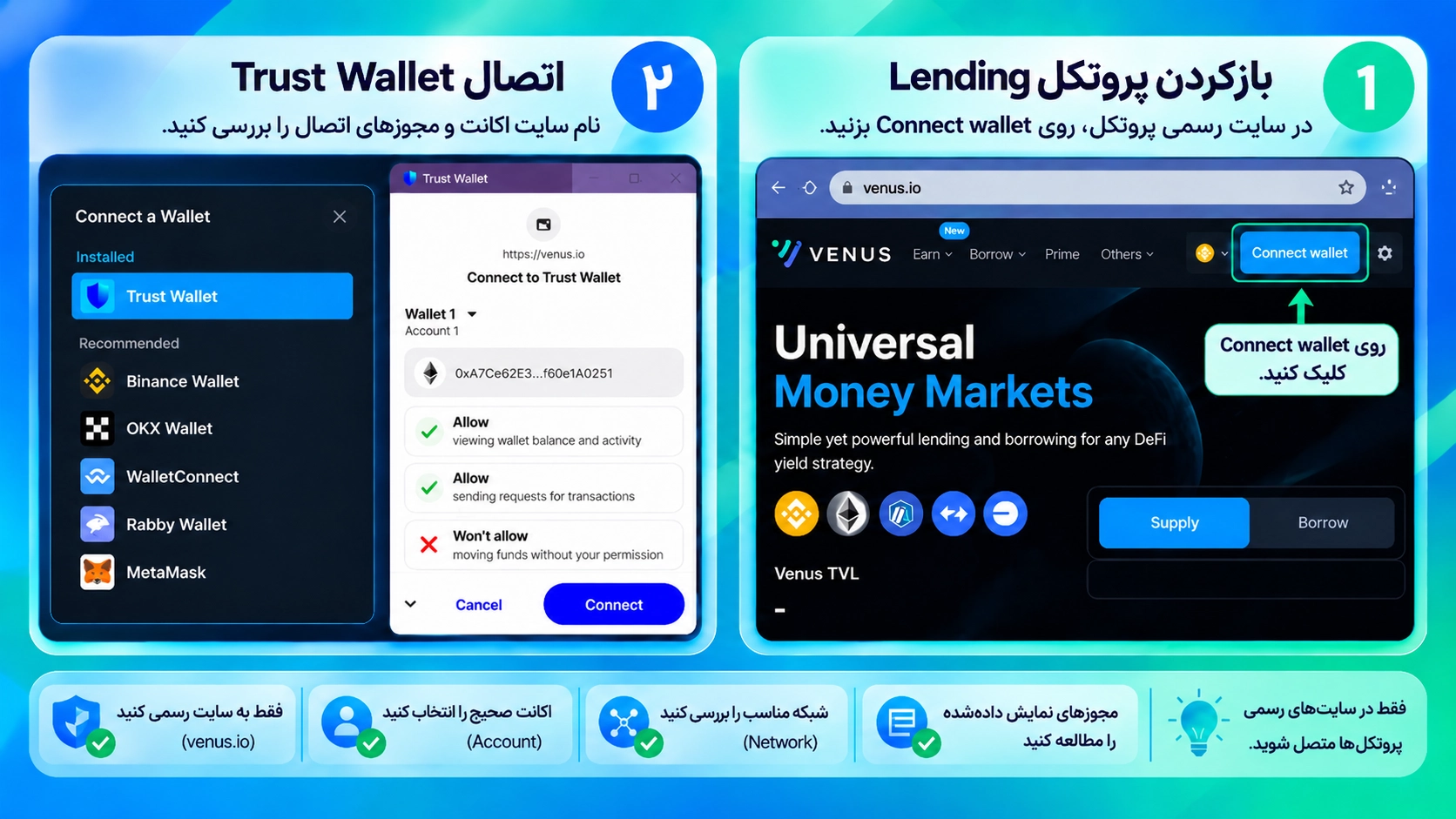 اتصال تراست والت به Lending Protocol برای وام DeFi