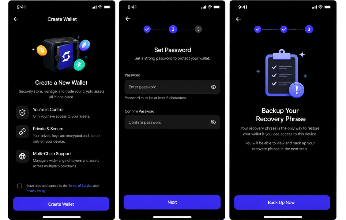 آموزش ساخت کیف پول جدید در SafePal پس از نصب برنامه