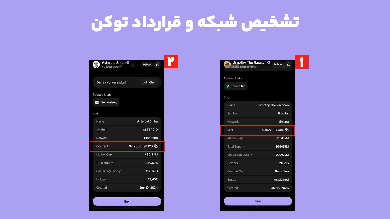 بررسی شبکه و آدرس قرارداد توکن برای تشخیص ارزهای پشتیبانی شده در کیف پول فانتوم