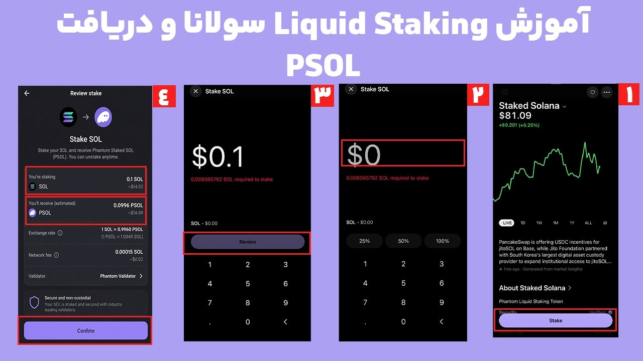آموزش Liquid Staking سولانا و دریافت توکن PSOL در کیف پول فانتوم