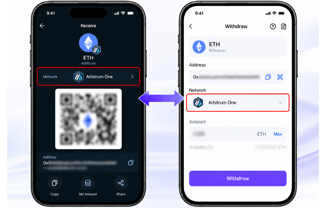 تطبیق شبکه Arbitrum در SafePal و صرافی هنگام انتقال ETH