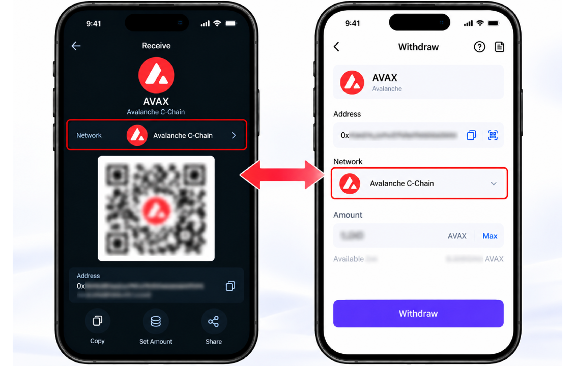 تطبیق شبکه Avalanche C-Chain در برداشت صرافی و دریافت AVAX در