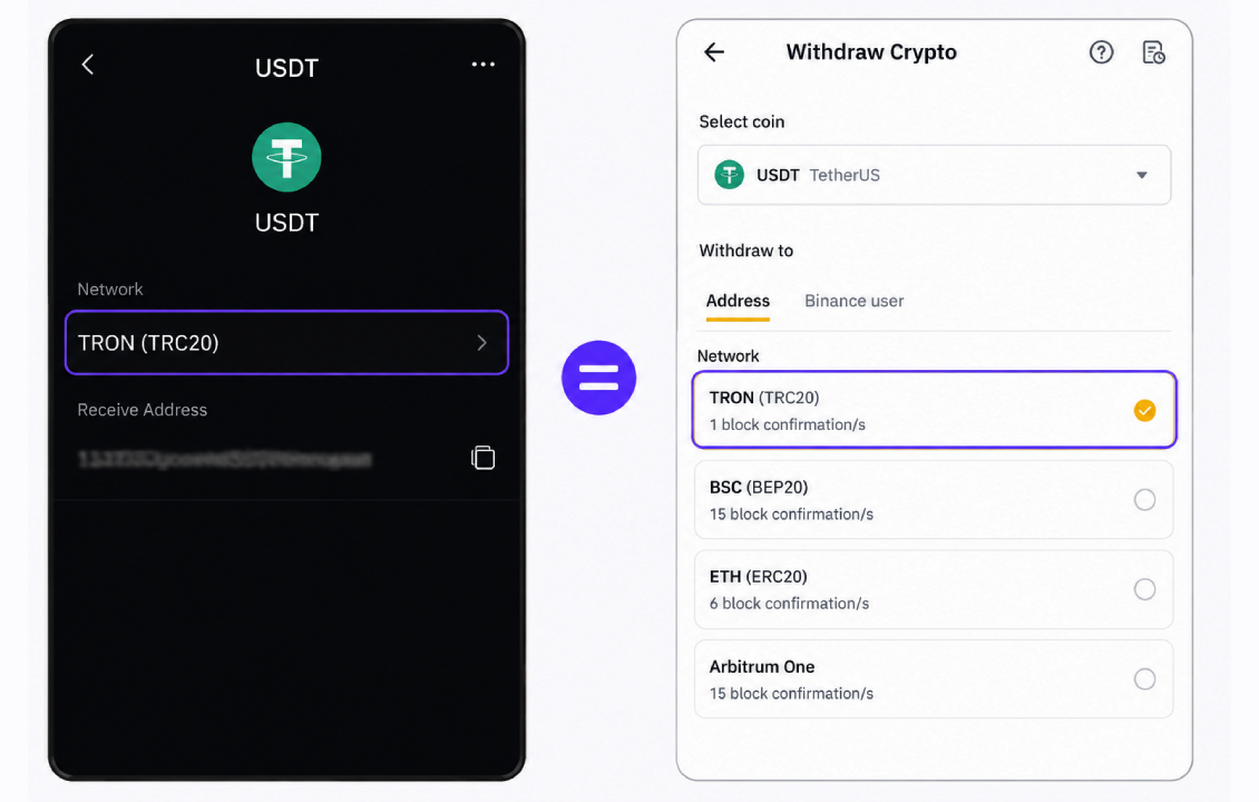 تطبیق شبکه TRC20 برای انتقال ارز از صرافی به سیف پل