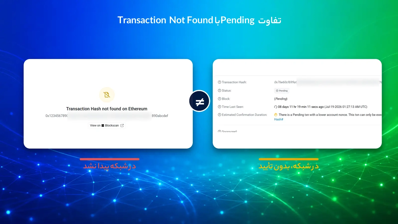 رفع تراکنش Pending یا Failed در تراست والت؛ بررسی TXID و راه‌حل‌های امن، تفاوت Pending با ثبت‌نشدن تراکنش در Trust Wallet.