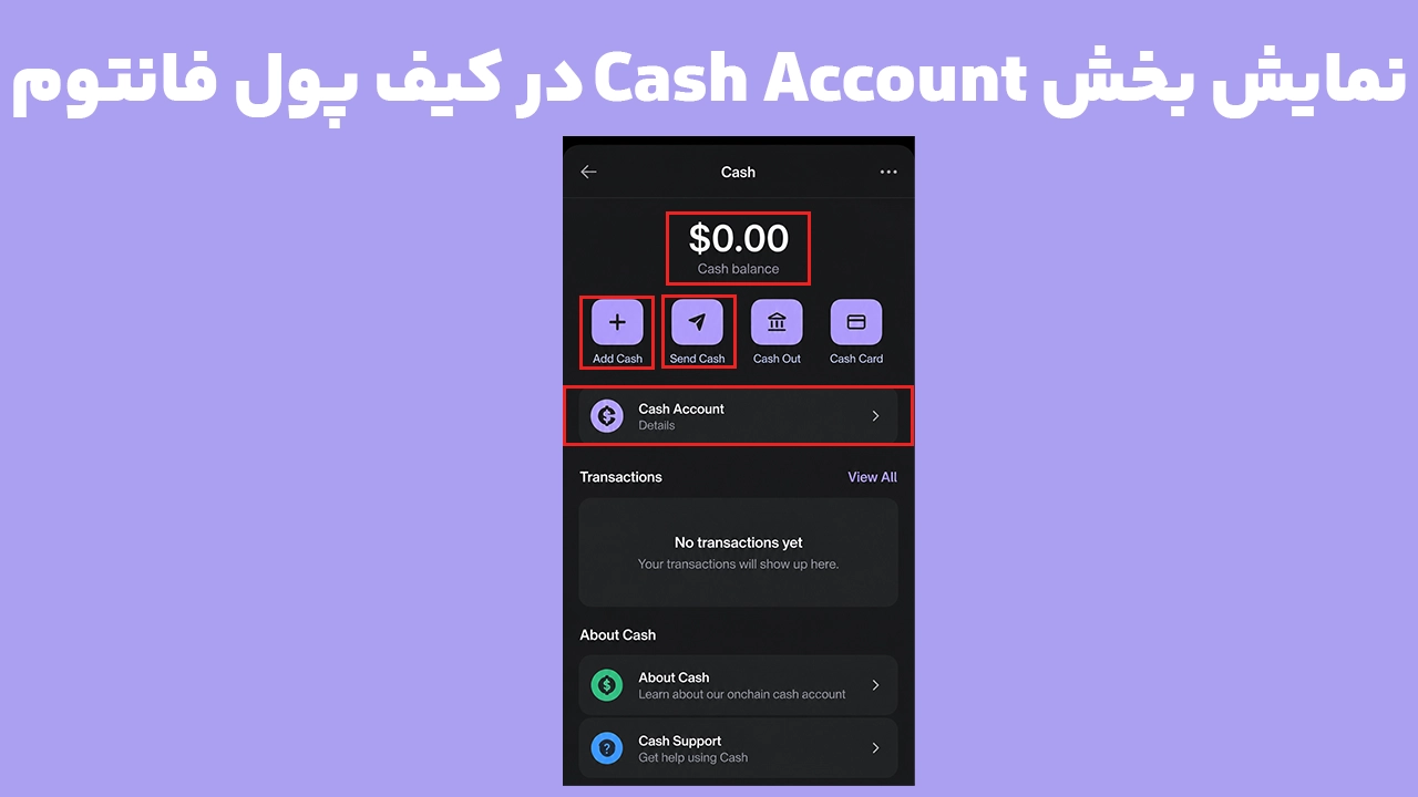نمایش Cash Account و موجودی Phantom Cash در کیف پول فانتوم