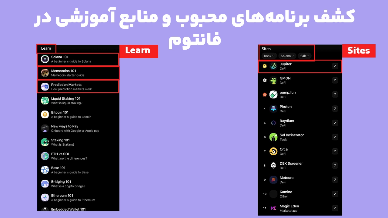 آموزش کشف برنامههای غیرمتمرکز محبوب و منابع آموزشی در Explore فانتوم از طریق بخشهای Sites و Learn
