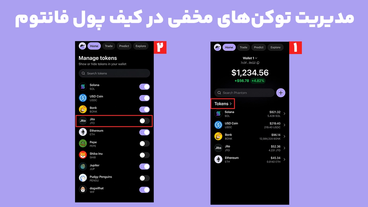 مدیریت Hidden Token در فانتوم و مخفی یا نمایش دادن توکن‌ها