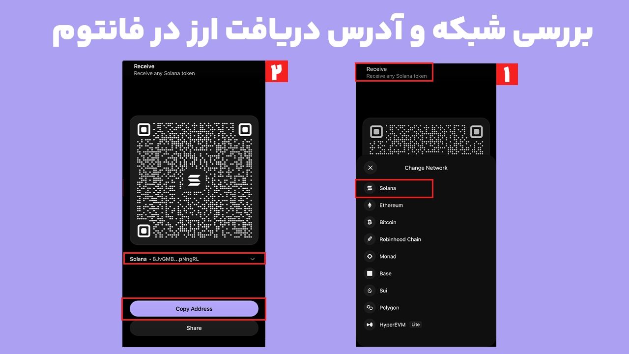 بررسی شبکه و آدرس مقصد هنگام نرسیدن ارز خریداری شده در فانتوم