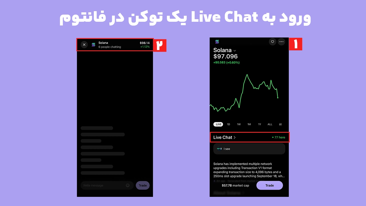 ورود به چت توکن Solana در Phantom و مشاهده Live Chat فانتوم