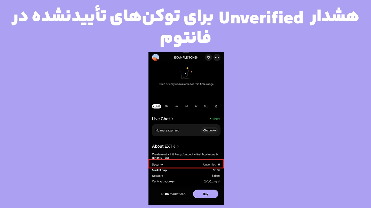 هشدار Unverified توکن در فانتوم هنگام بررسی Contract Address و تشخیص توکن جعلی
