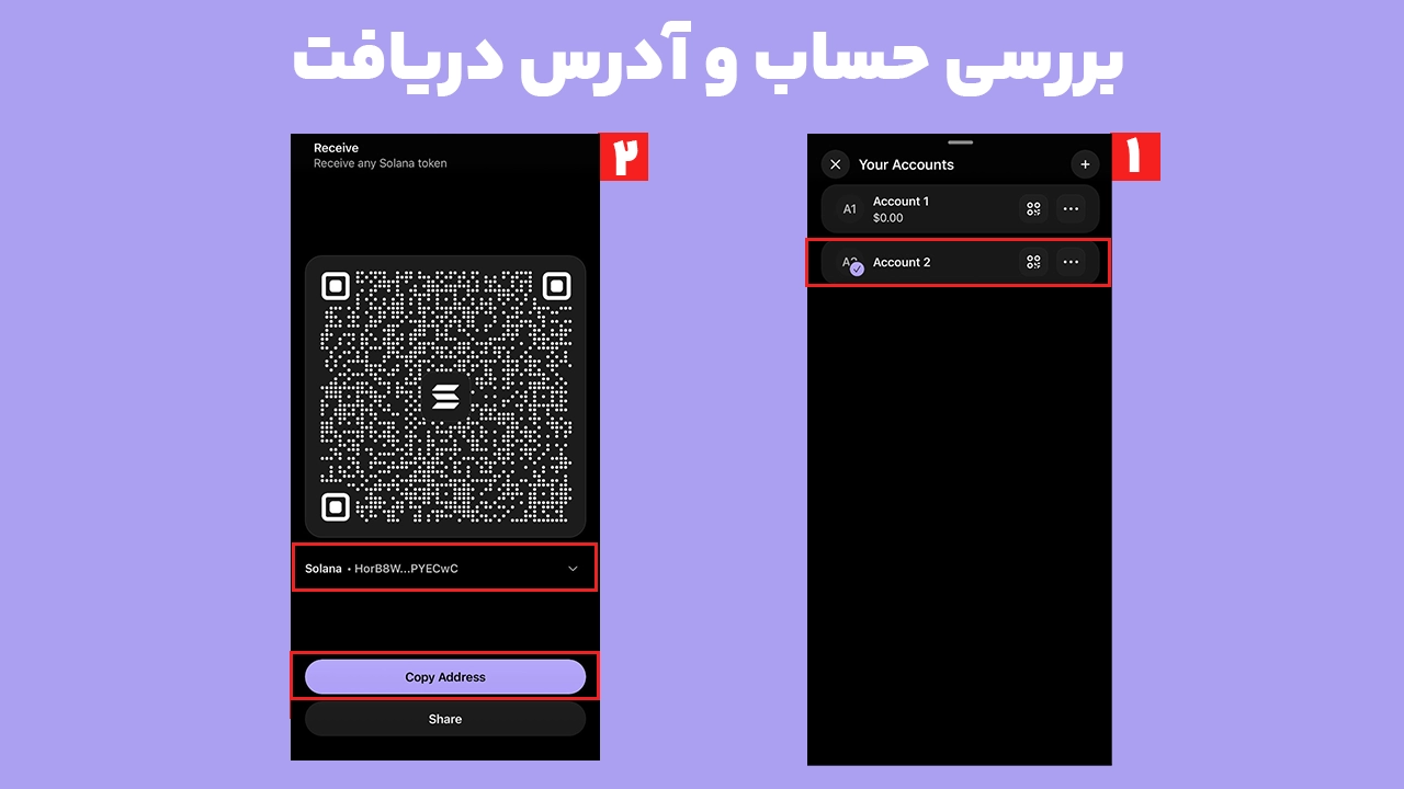 بررسی حساب و آدرس دریافت برای رفع مشکل نمایش ندادن توکن در کیف پول فانتوم