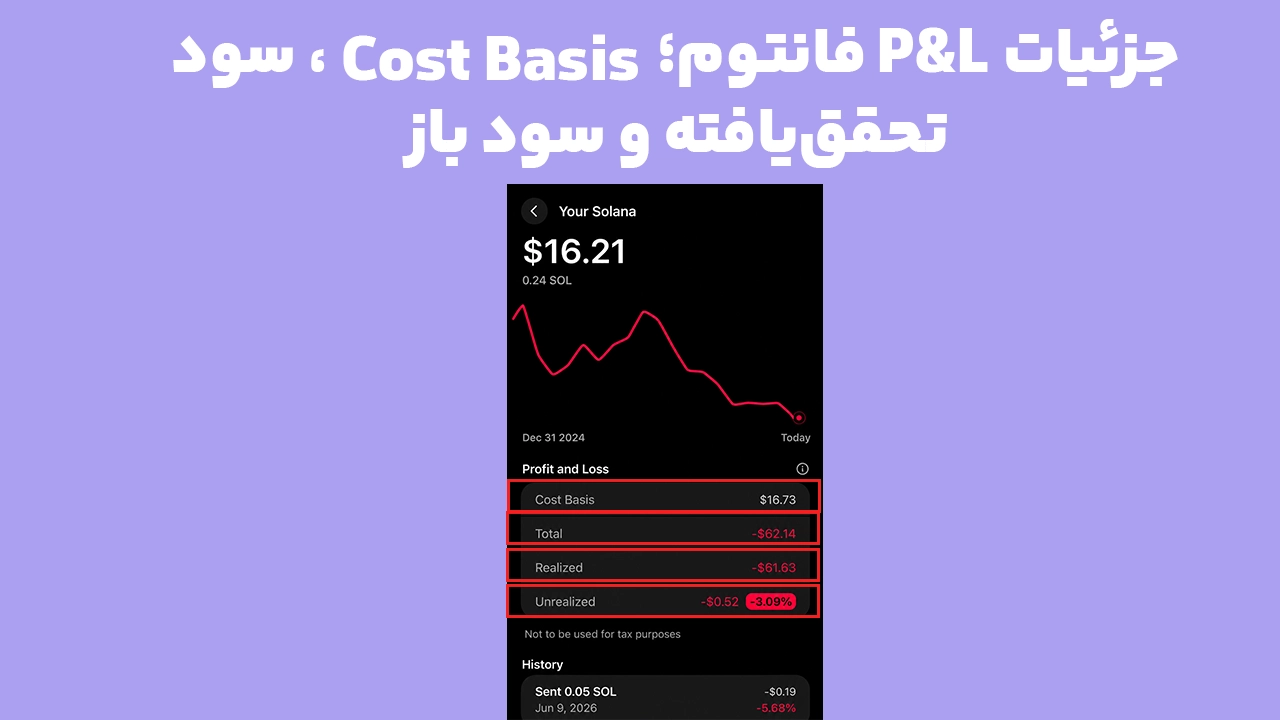 نمایش Cost Basis و سود و زیان در فانتوم شامل Realized و Unrealized