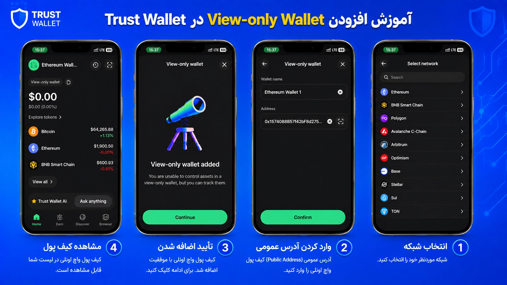 واچ اونلی تراست والت چیست؟ آموزش Watch-Only و تشخیص کلاهبرداری با وارد کردن آدرس عمومی برای ساخت واچ‌اونلی تراست والت