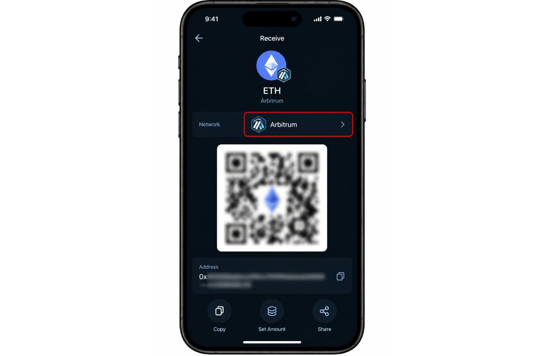 دریافت ETH روی شبکه Arbitrum در SafePal