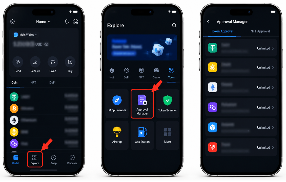 مسیر Approval Manager برای لغو دسترسی در SafePal