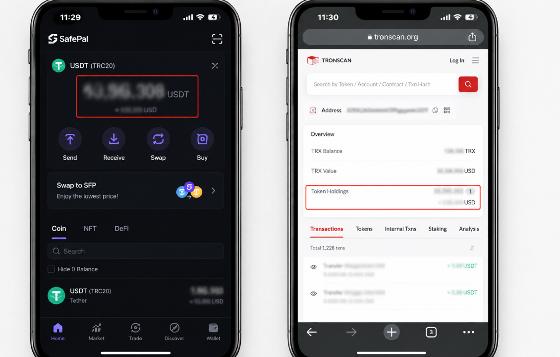 بررسی نمایش ندادن موجودی سیف پل با Blockchain Explorer