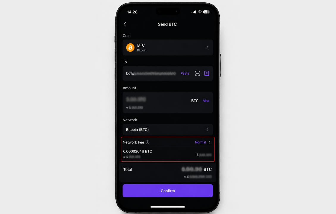 بررسی کارمزد انتقال بیت کوین در سیف پل هنگام ارسال BTC