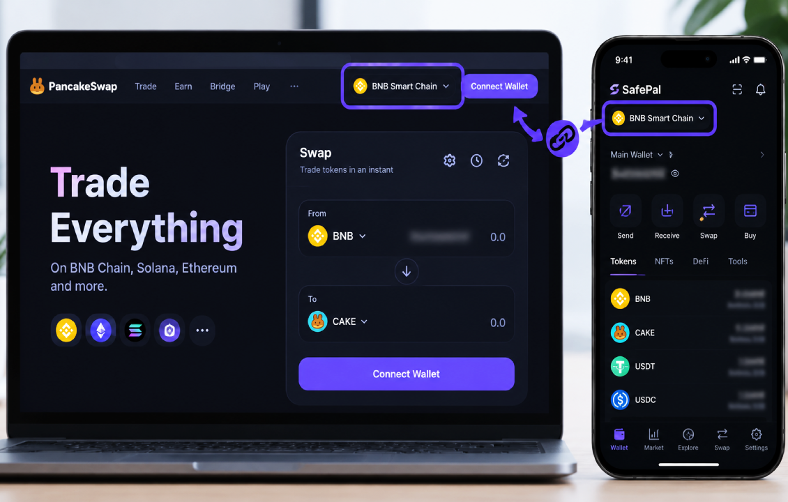 بررسی تطابق شبکه SafePal و DApp برای رفع مشکل اتصال