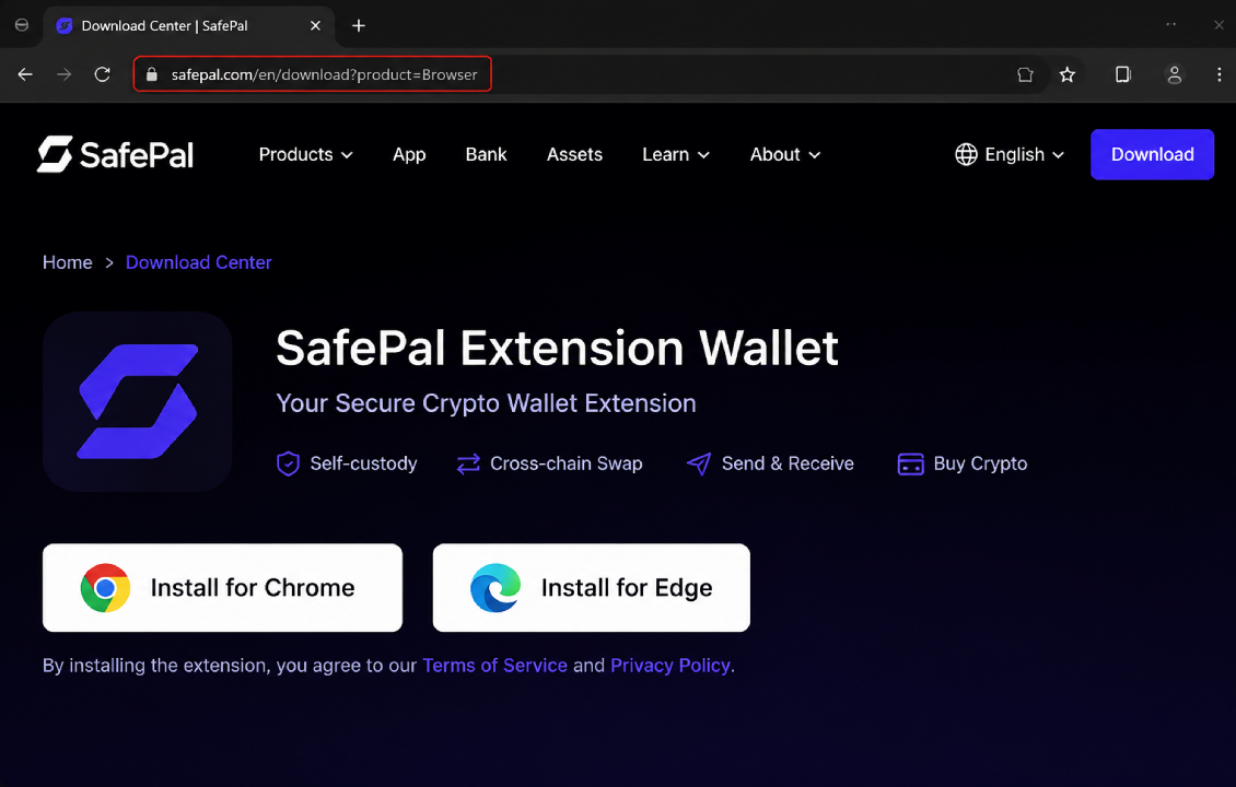 صفحه رسمی دانلود افزونه SafePal Extension Wallet برای مرورگرهای Chrome و Edge