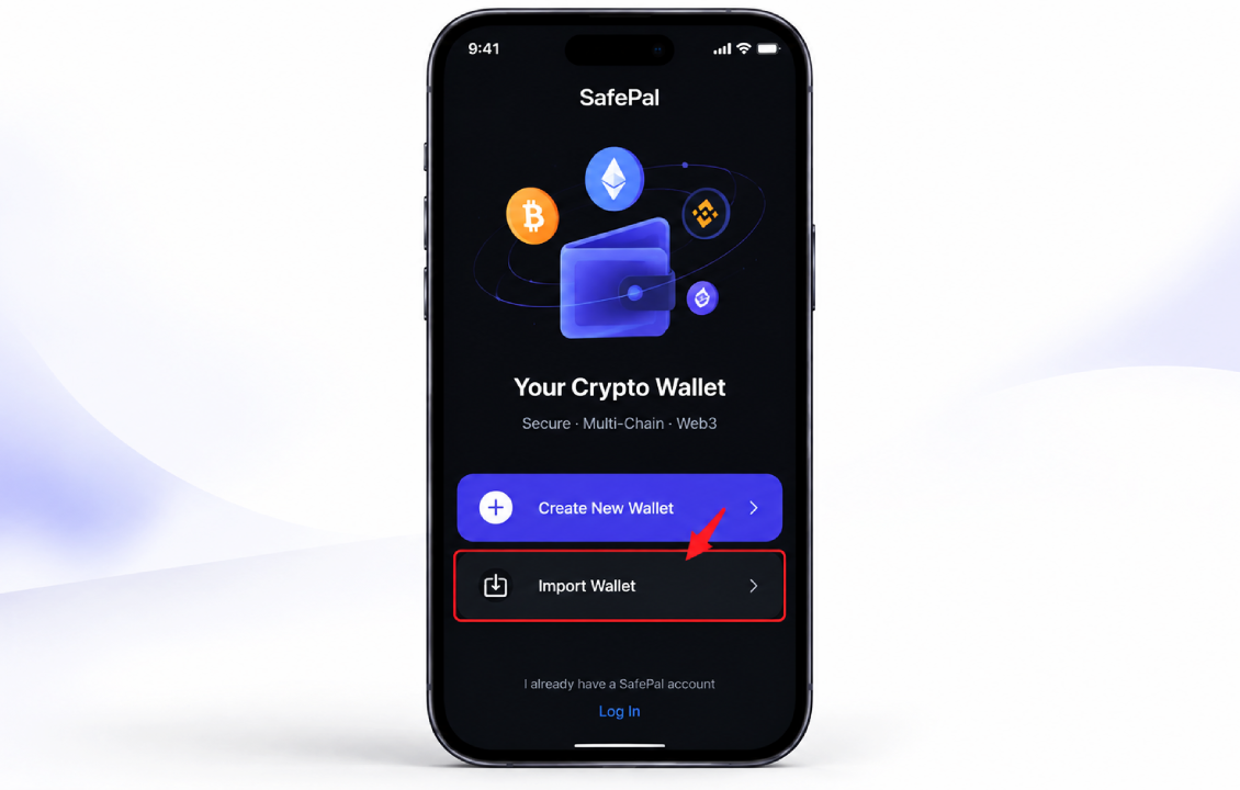 بازیابی کیف پول سیف پل از گزینه Import Wallet پس از نصب مجدد