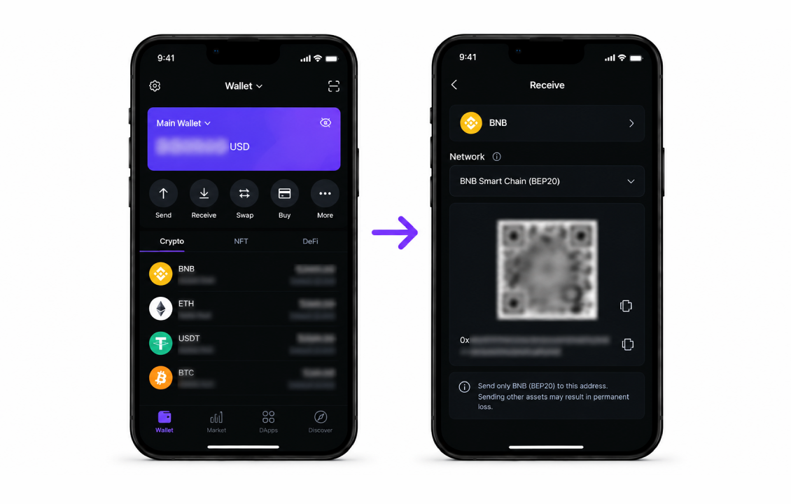 بررسی آدرس کیف پول پس از وارد کردن Private Key در SafePal