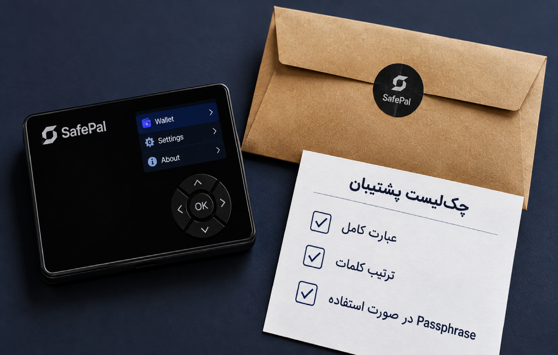 آمادهسازی پشتیبان برای بازیابی دارایی پس از گم شدن SafePal S1