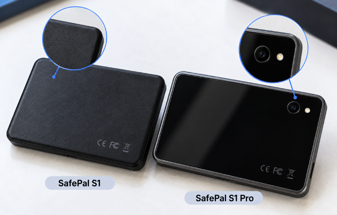 مقایسه محل دوربین اسکن QR و تفاوت طراحی بدنه کیف پولهای سختافزاری SafePal S1 و S1 Pro