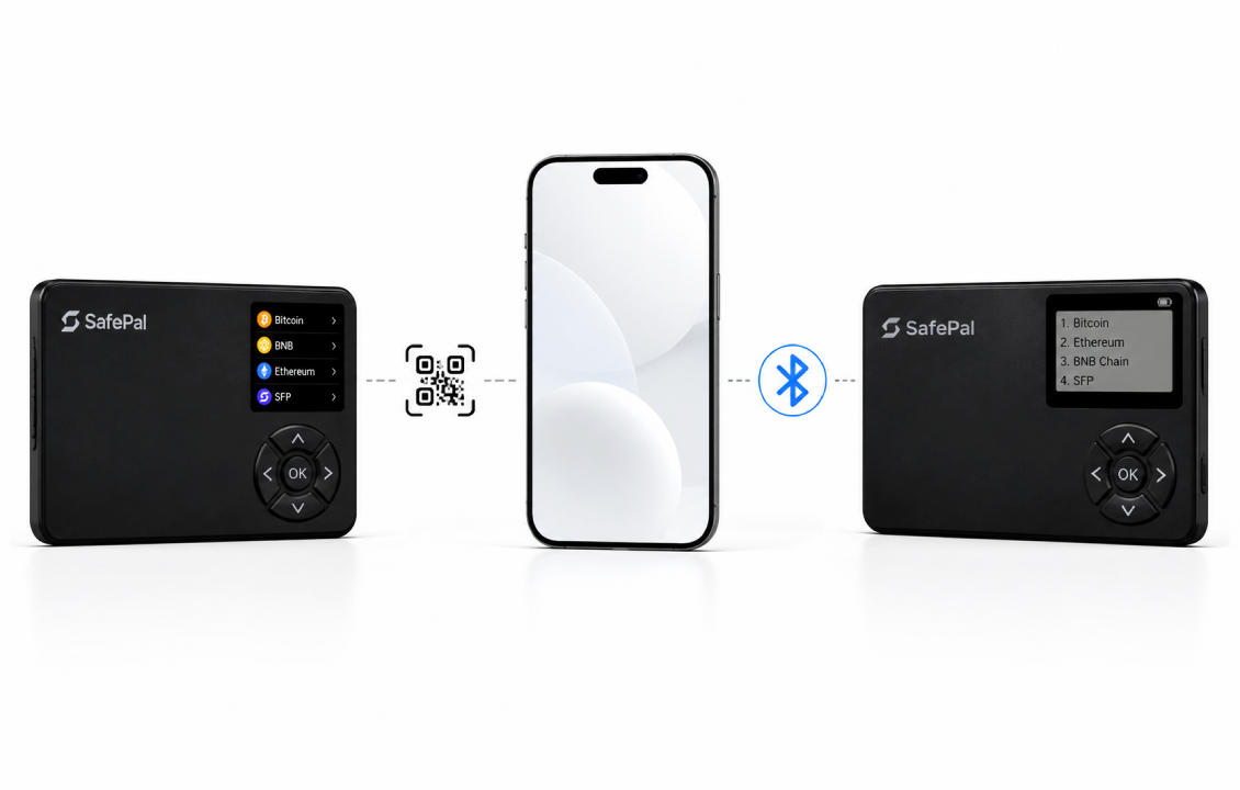 تفاوت اتصال QR و بلوتوث در SafePal S1 یا X1