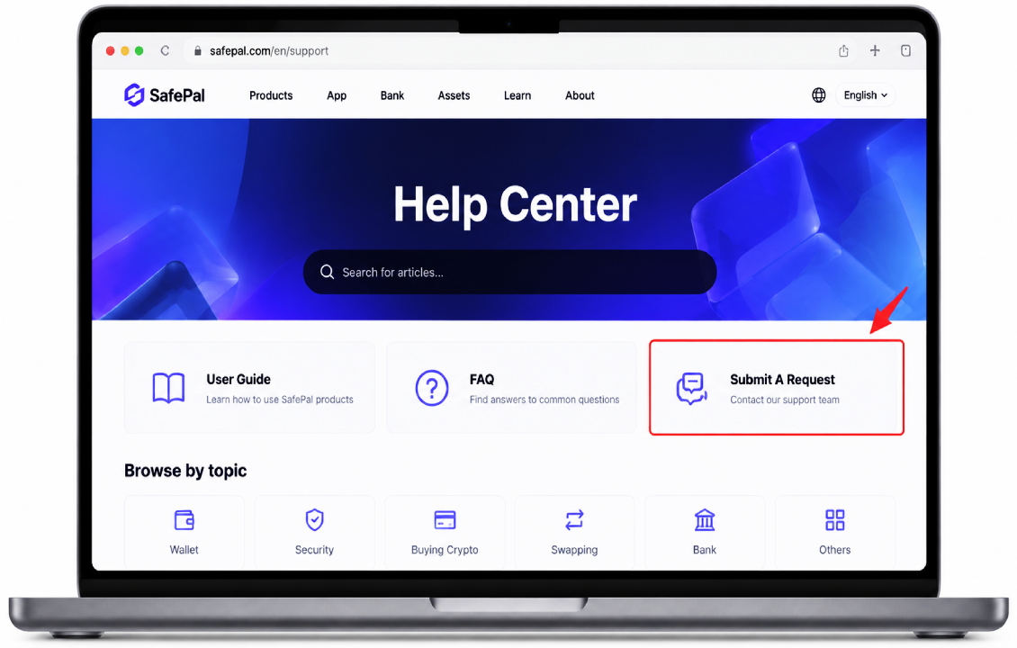 ثبت درخواست در پشتیبانی سیف پل از بخش Submit A Request