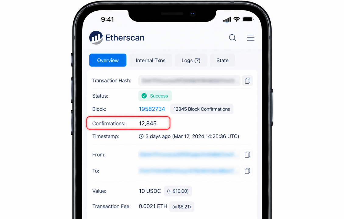 بررسی Confirmation برای تشخیص زمان انتقال در SafePal