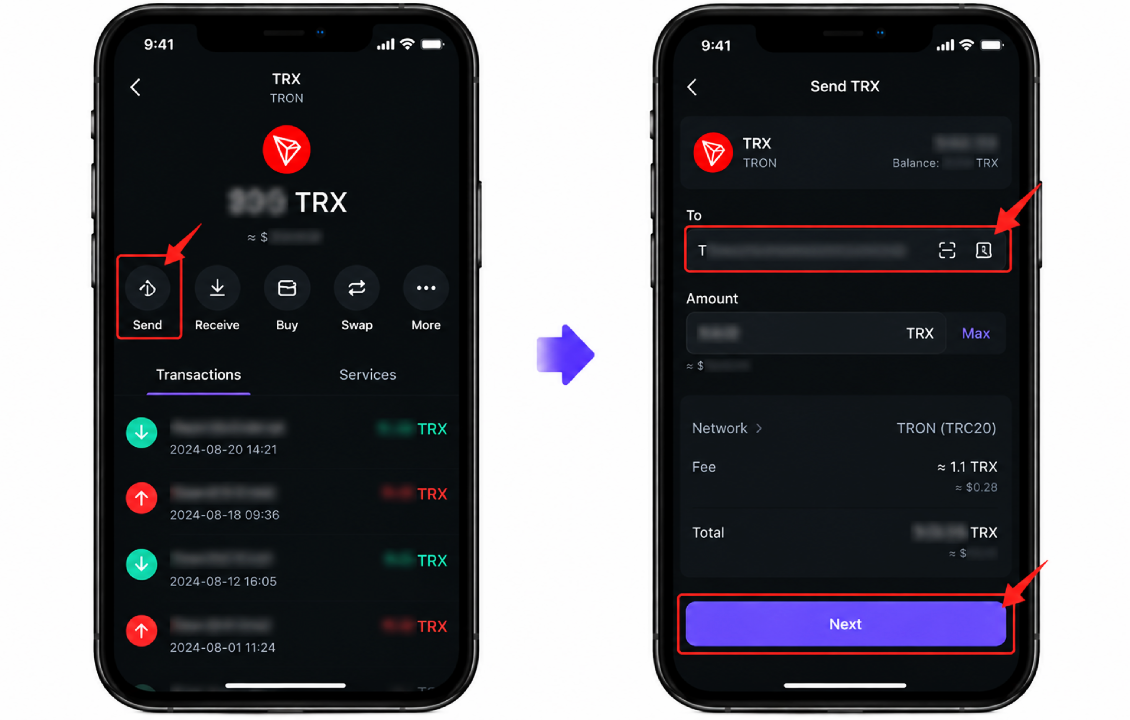 ارسال ترون در سیف پل و انتقال TRX روی شبکه TRON