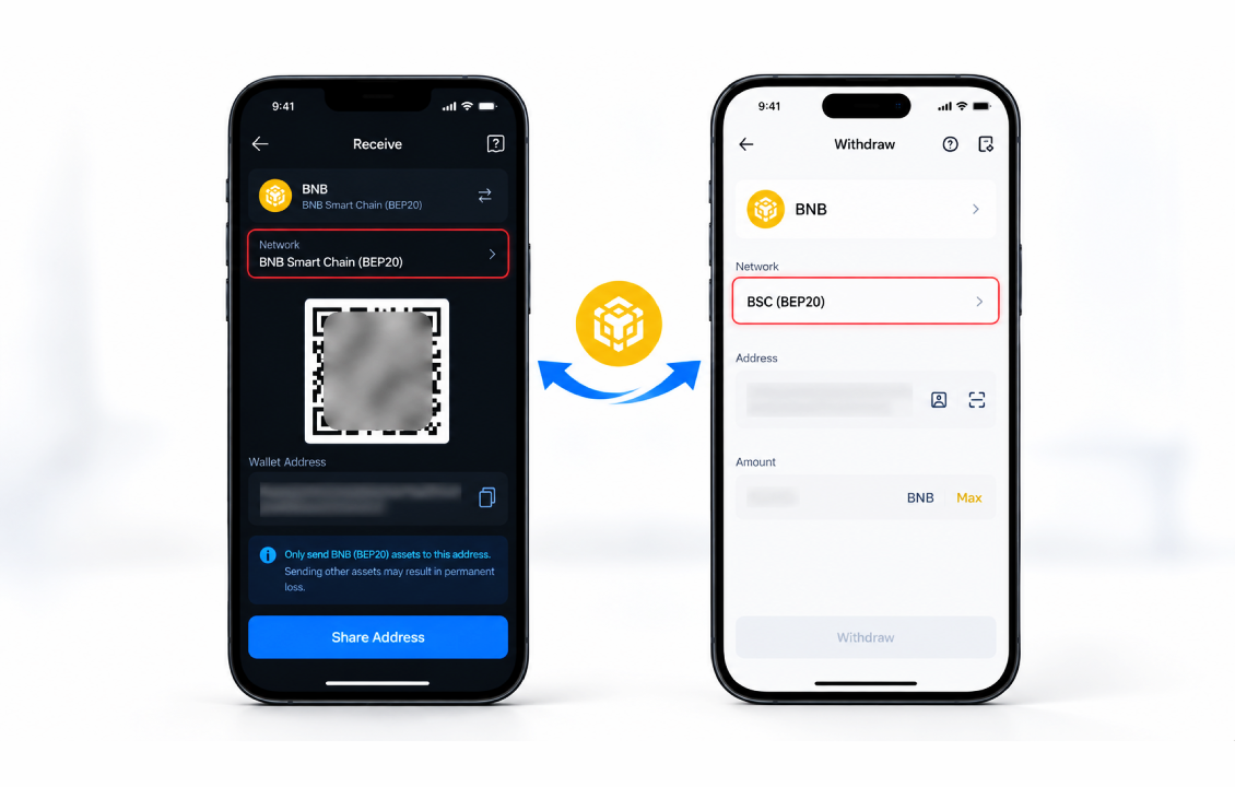 انتقال BNB به سیف پل با شبکه BNB Smart Chain و BEP20