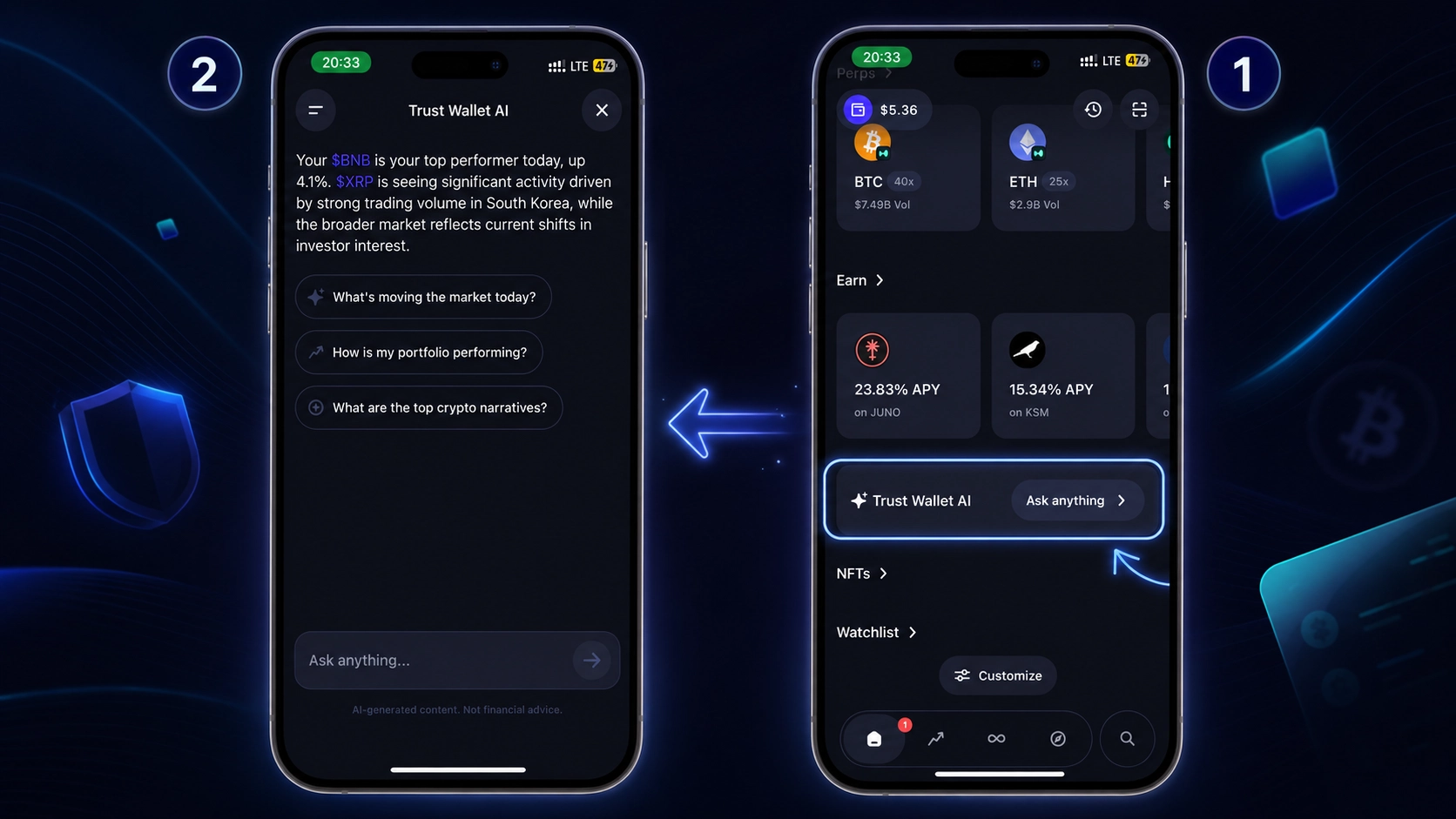 هوش مصنوعی تراست والت چیست؟ آموزش Trust Wallet AI؛ جایگاه قابلیت هوش مصنوعی در صفحه اصلی تراست والت