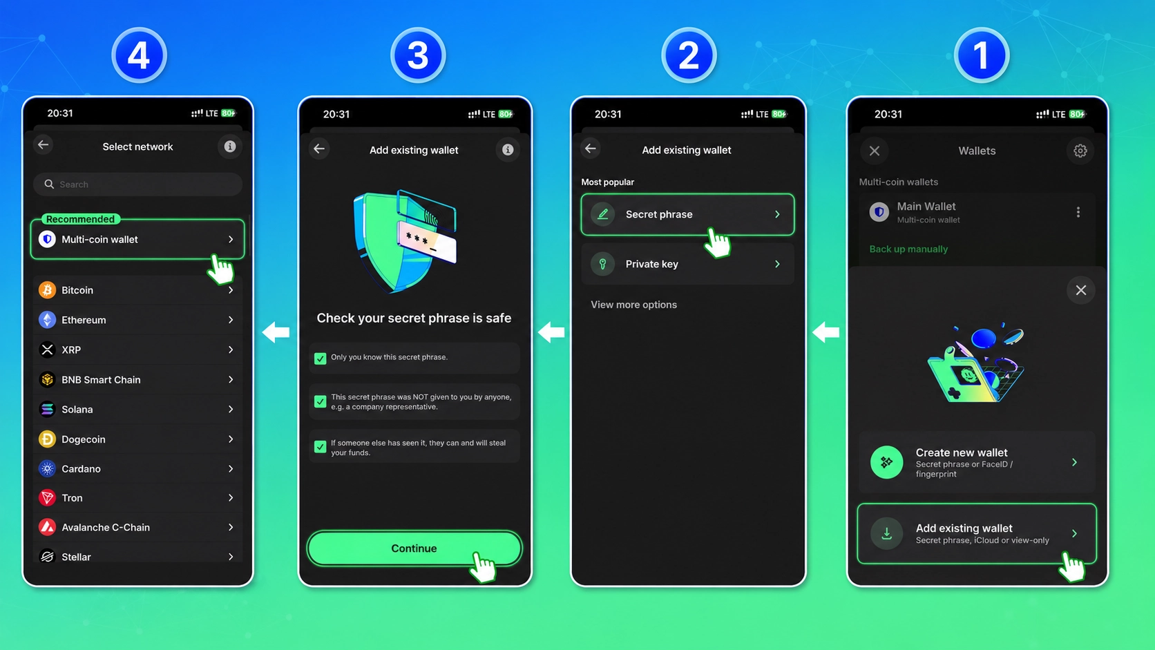 مراحل Import کیفپول MetaMask در Trust Wallet با Secret Phrase؛ انتقال متامسک به تراست والت؛ Import کیف پول یا انتقال ارز؟