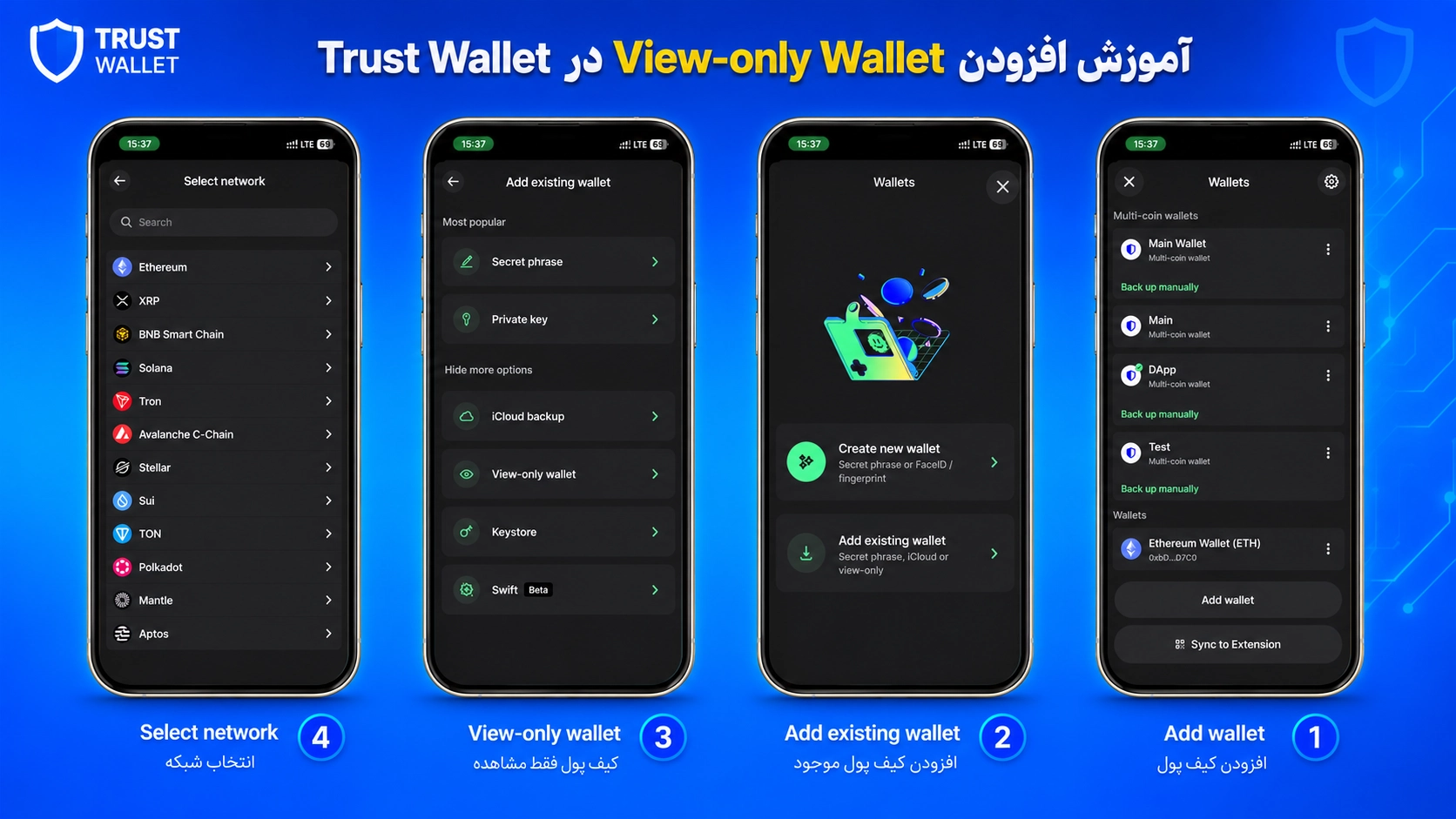 واچ اونلی تراست والت چیست؟ آموزش Watch-Only و تشخیص کلاهبرداری؛ آموزش افزودن View-only Wallet در Trust Wallet