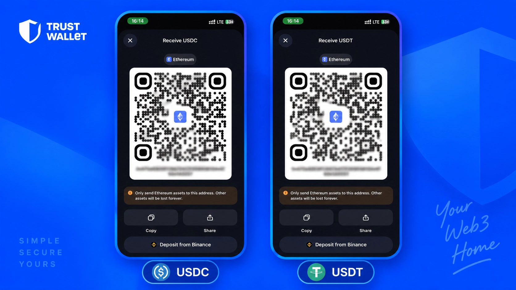 مقایسه شبکه های USDT و USDC در تراست والت