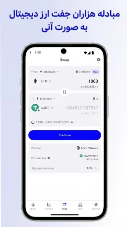 مبادله و سواپ آنی هزاران جفت ارز دیجیتال با دانلود تراست ولت
